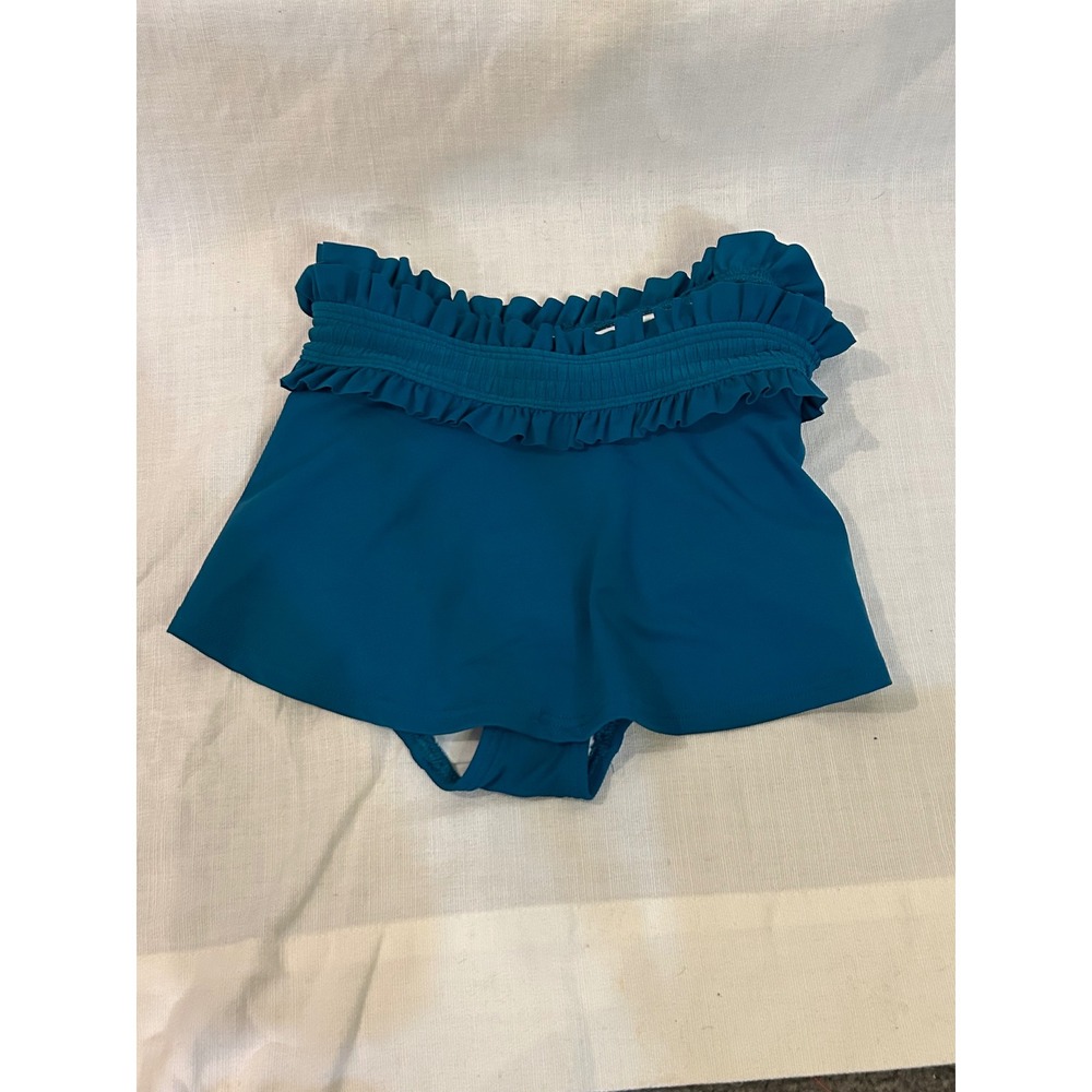 Loft Beach Teal Blue Ruffle Smocked Swim Skirt XS NWT 24535564